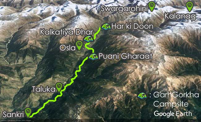 exclusive image map of har ki dun trek